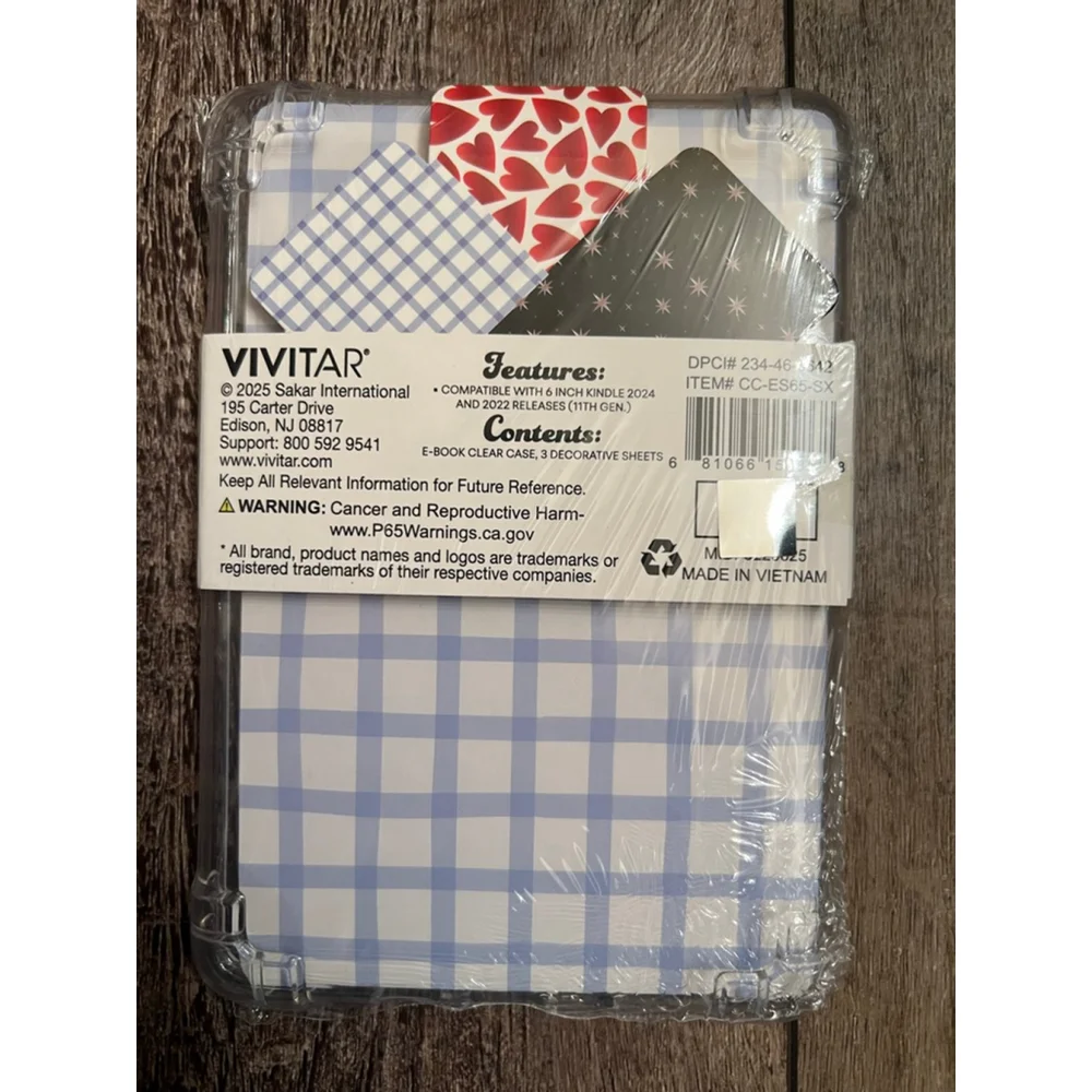 NEW Vivitar Clear E-Book Case One Size with Decorative Sheets